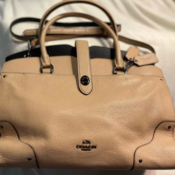 Coach large pebble leather satchel bag with dust cover - Picture 1 of 7